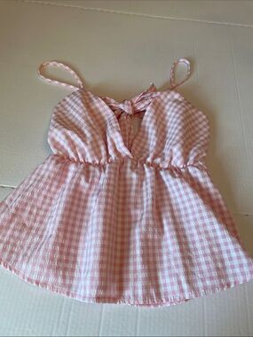 Saints + Co. Pink Gingham Crop Top